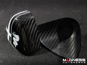 Alfa Romeo 4C Carbon Fiber Upper Safety Belt Ring Cover - White Alfa Flag Theme Alfa Romeo 4C Carbon Fiber Upper Safety Belt Ring Cover - White Alfa Flag Theme